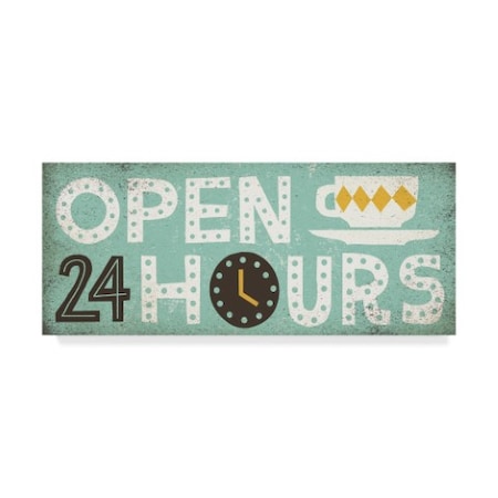 Michael Mullan 'Retro Diner Open 24 Hours Panel' Canvas Art,20x47